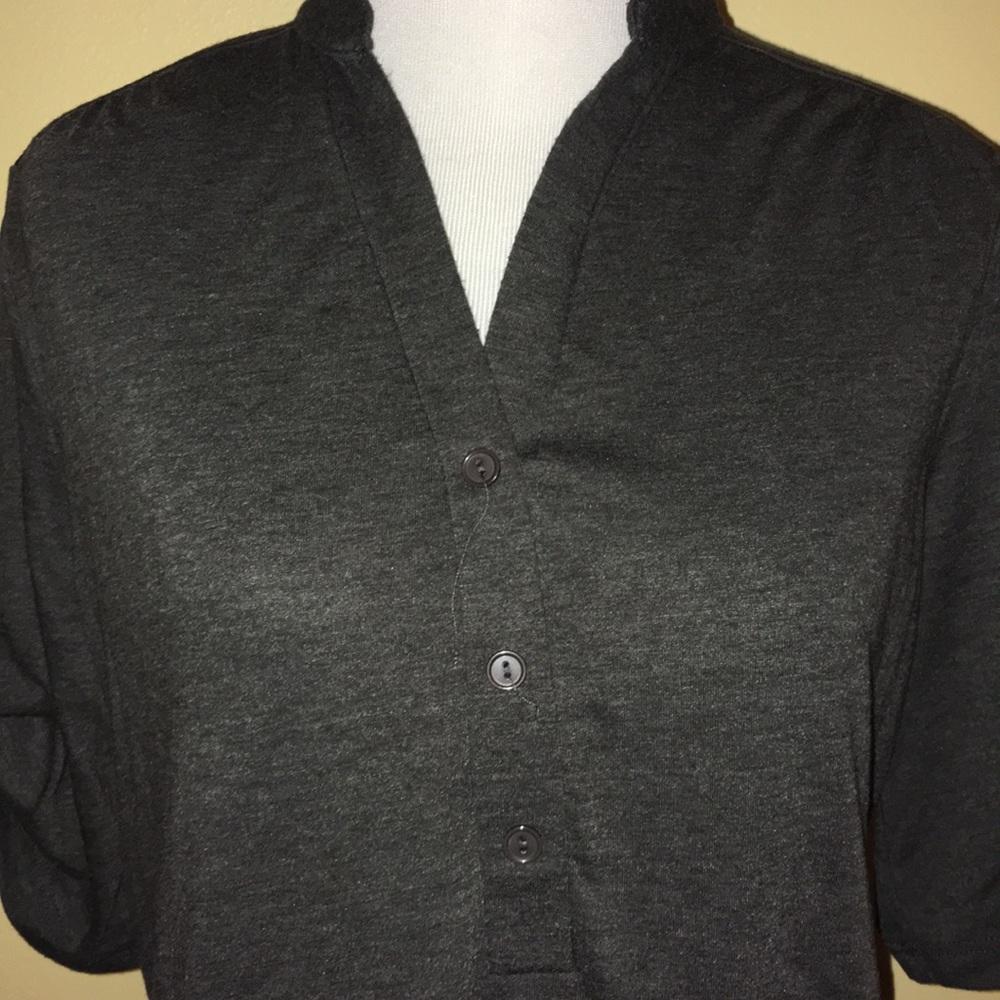 Dark gray ,T-shirt material, three button